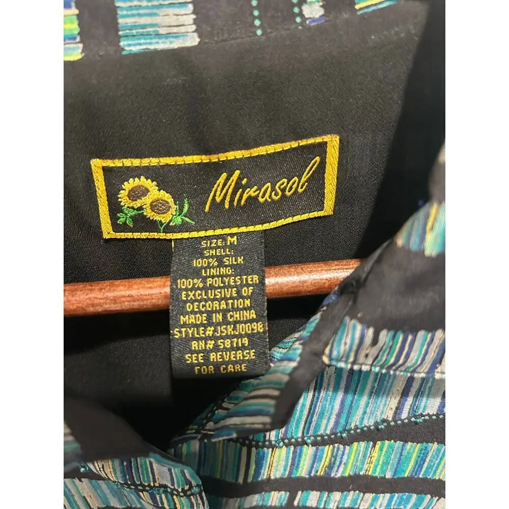 Mirasol 100% Silk Blazer Blouse With Beading Size M Office To Evening